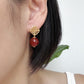 Peranakan Ear Studs with Red Agate