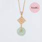Jade with Small Peranakan Tile Necklace - Gold