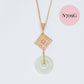 Jade with Small Peranakan Tile Necklace - Gold