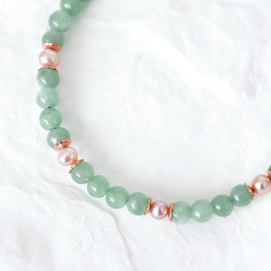 Jade with Blush Pearl Accent Bracelet