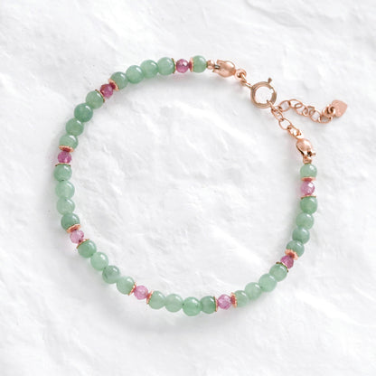 Jade with Pink Sapphire Accent Bracelet