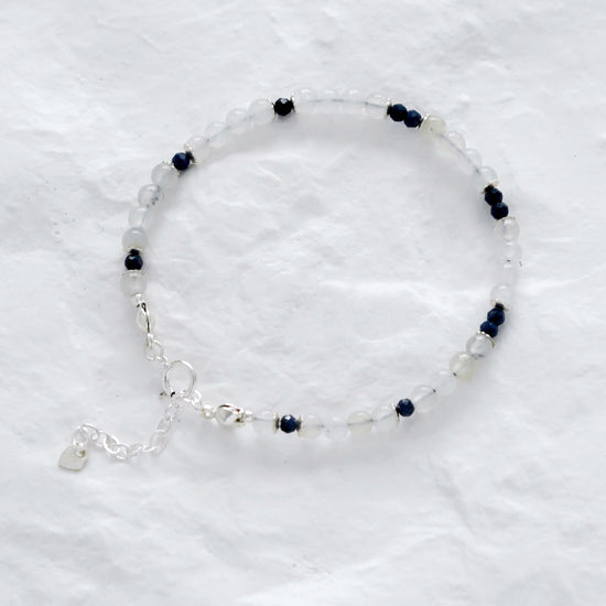 White Jade with Sapphire Accent Bracelet