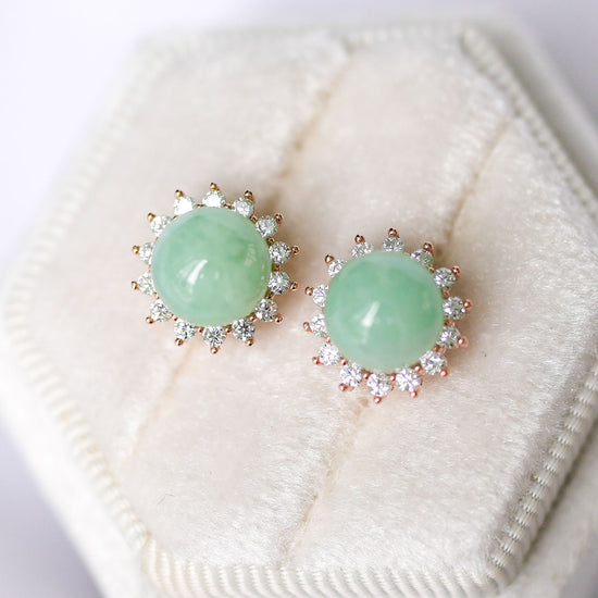 Apple Green Jade Starburst Ear Studs