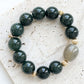 Pine Green Jade and Moonstone Bracelet B11