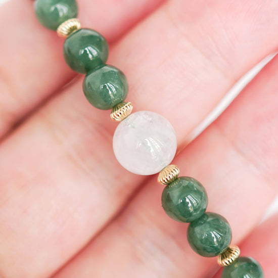 Emerald Green Jade and Moonstone Bracelet B2379