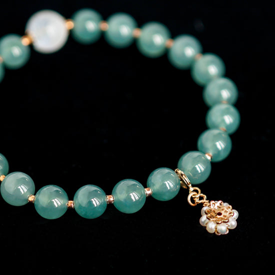 Glacial Teal Jade with Moonstone Bracelet B2384