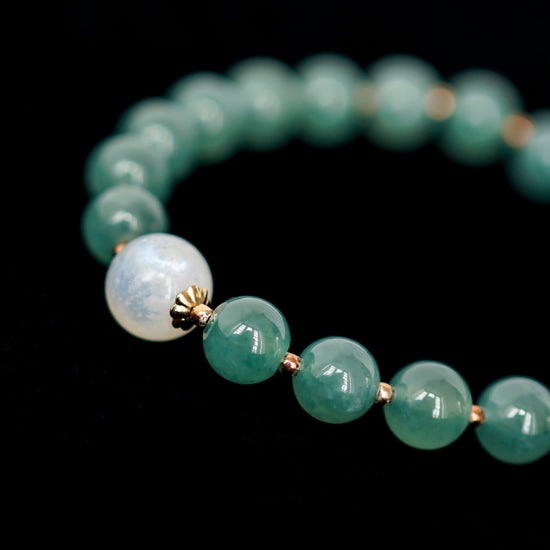 Glacial Teal Jade with Moonstone Bracelet B2384