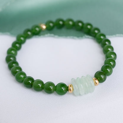 Premium Vivid Green Jade Bracelet B2514 (6mm)