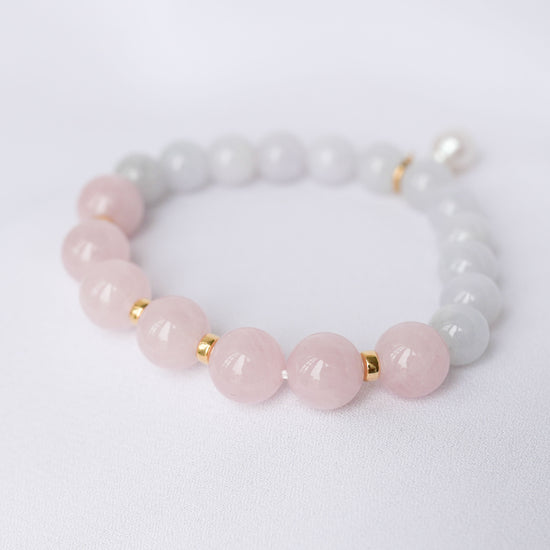 Lavender Jade and Rose Quartz Bracelet B2529