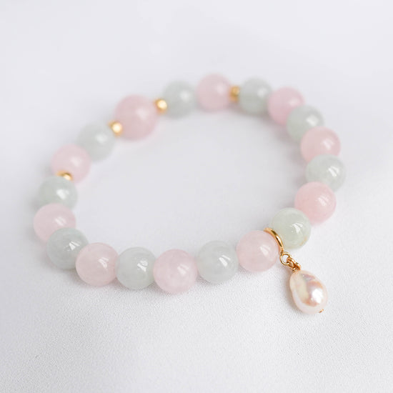 Lavender Jade and Rose Quartz Bracelet B2530