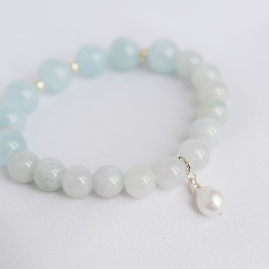 Aquamarine and Jade Bracelet B2531