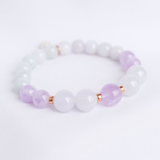 Lavender Jade and Pink Amethyst Bracelet B2534