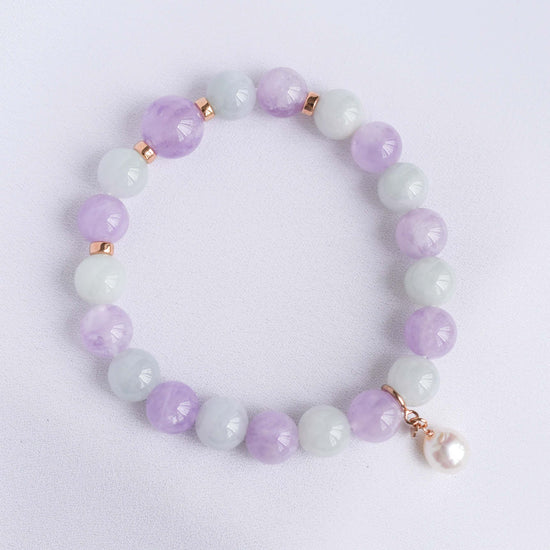 Lavender Jade and Pink Amethyst Bracelet B2535