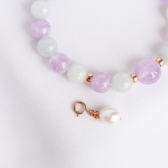 Lavender Jade and Pink Amethyst Bracelet B2535