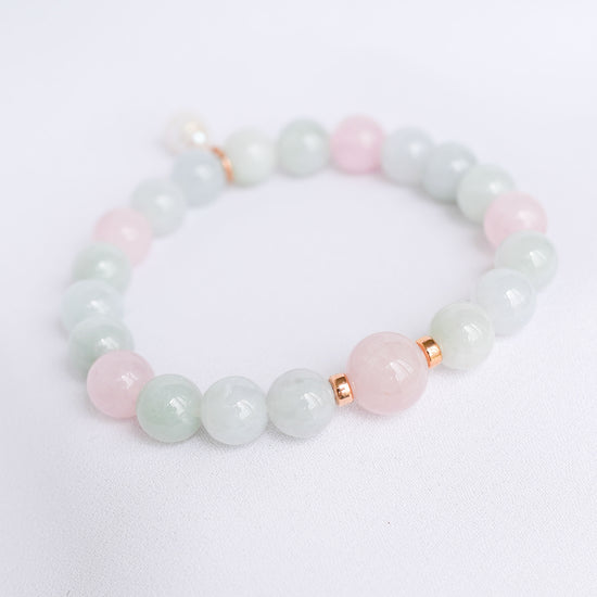 Light Lavender Jade and Rose Quartz Bracelet B2536