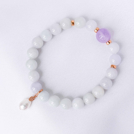 Lavender Jade and Pink Amethyst Bracelet B2537