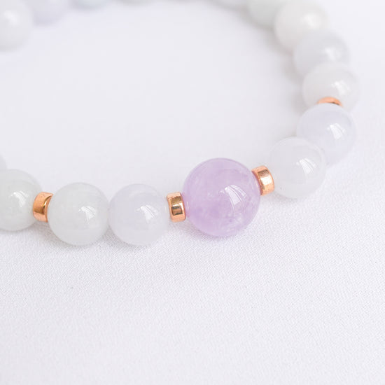 Lavender Jade and Pink Amethyst Bracelet B2537