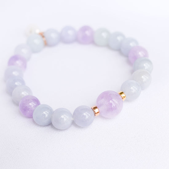 Vivid Lavender Jade and Pink Amethyst Bracelet B2538