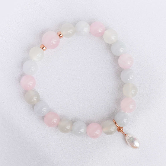 Lavender Jade, Moonstone and Rose Quartz Bracelet B2539