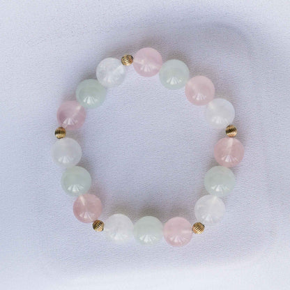 Mint Jade, Moonstone and Rose Quartz Bracelet B2691