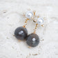 Sunburst Pearl Ear Studs with Botswana Agate - Gold