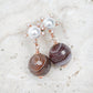 Sunburst Pearl Ear Studs with Botswana Agate - Rose Gold