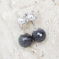 Sunburst Pearl Ear Studs with Botswana Agate - Silver