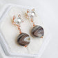 Sunburst Pearl Ear Studs with Botswana Agate - Rose Gold