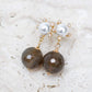 Sunburst Pearl Ear Studs with Botswana Agate - Gold