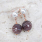 Sunburst Pearl Ear Studs with Botswana Agate - Rose Gold