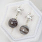 Sunburst Pearl Ear Studs with Botswana Agate - Silver