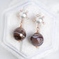 Sunburst Pearl Ear Studs with Botswana Agate - Rose Gold