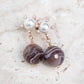 Sunburst Pearl Ear Studs with Botswana Agate - Rose Gold