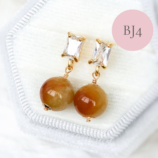 Jade with Baguette Ear Studs