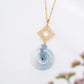 Blue Jade with Peranakan Tile and Blue Agate Vine Necklace -BJN3G