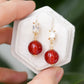 Baguette Ear Studs with Red Agate