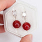 Baguette Ear Studs with Red Agate