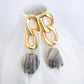Chain Link Ear Studs with Botswana Agate Nugget - CLE1G