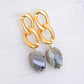 Chain Link Ear Studs with Botswana Agate Nugget - CLE1G