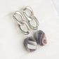 Chain Link Ear Studs with Botswana Agate Nugget - CLE6S