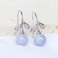 CZ Leaf Hook Earrings with Lavender Jade