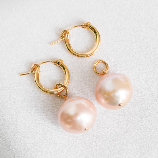 Chic Ear Hoops with Detachable Baroque Pearls