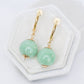 Spring CLIP ON Hoop Earrings with Green Jade