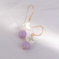 Pink Amethyst and Clover MOP Hook Earrings