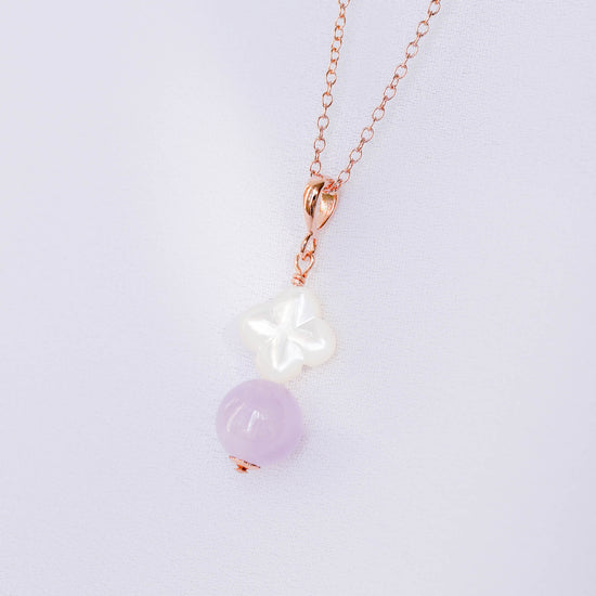 Pink Amethyst and Clover MOP Necklace