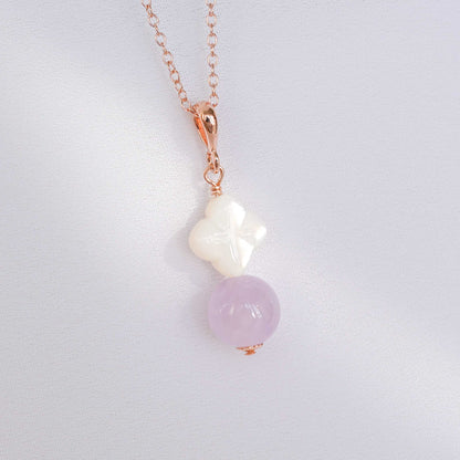 Pink Amethyst and Clover MOP Necklace