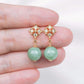 Diamond Ear Studs with Green Jade