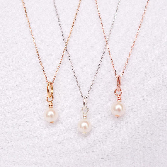 Dainty Akoya Pearl Necklace in 10K Gold