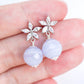 Dainty Daisy Ear Studs with Blue Lace Agate