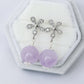 Dainty Floral Ear Studs with Pink Amethyst